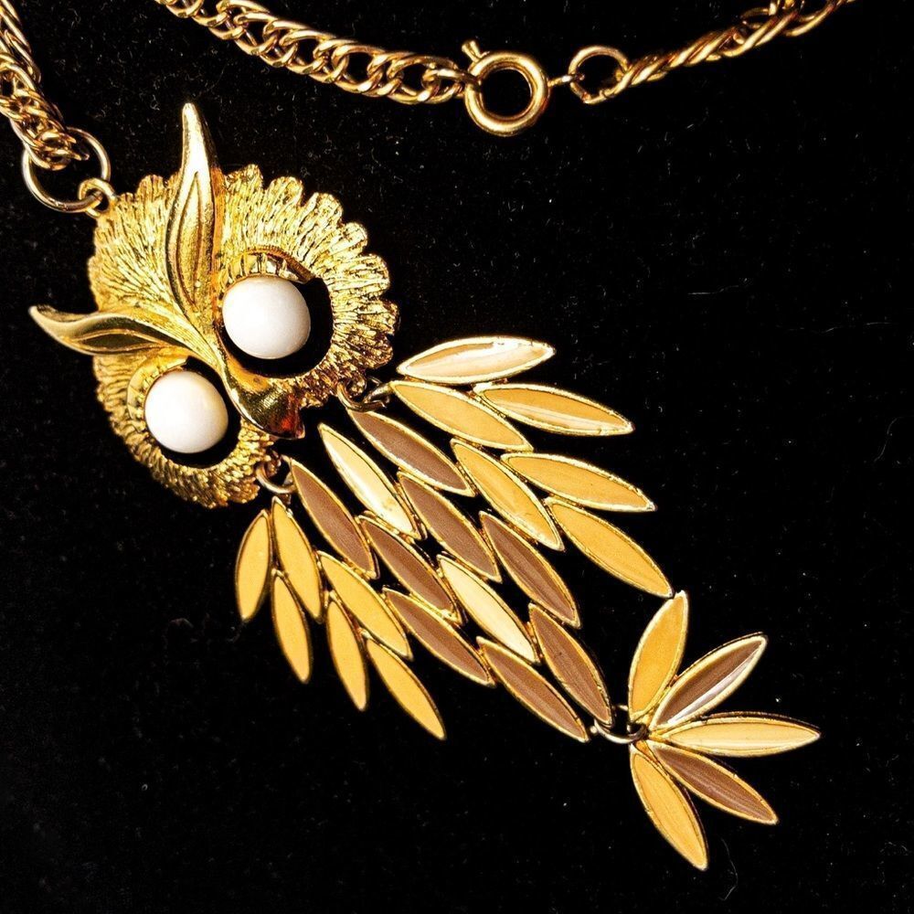 Boho Beady-Eyed Owl Pendant & Chain